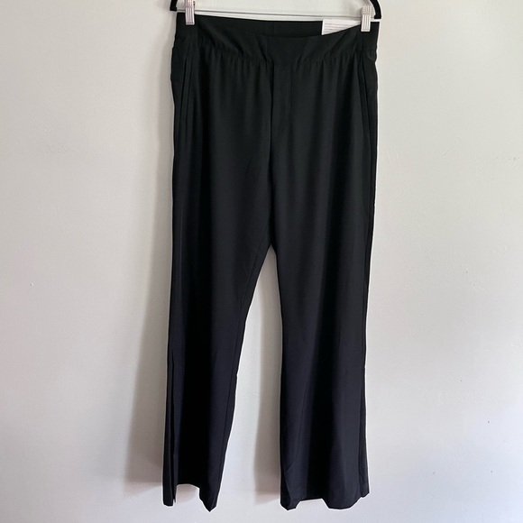 Soft Surroundings Black Athleisure Pull on Flare Slip Hem Full Length Pants - Picture 2 of 7